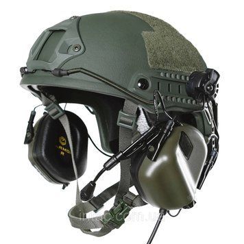 Активні навушники тактичні олива з мікрофоном на шолом Earmor M32H MOD3 Helmet Version | Ranger Green 4548 фото
