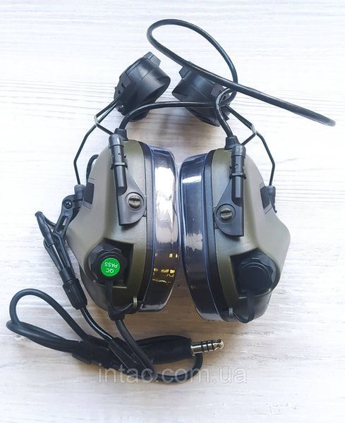 Активные наушники тактические олива с микрофоном на шлем Earmor M32H MOD3 Helmet Version | Ranger Green 4548 фото