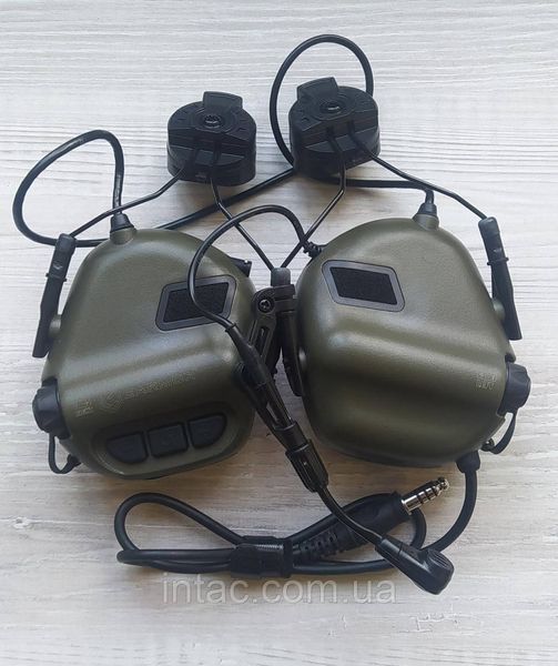 Активные наушники тактические олива с микрофоном на шлем Earmor M32H MOD3 Helmet Version | Ranger Green 4548 фото
