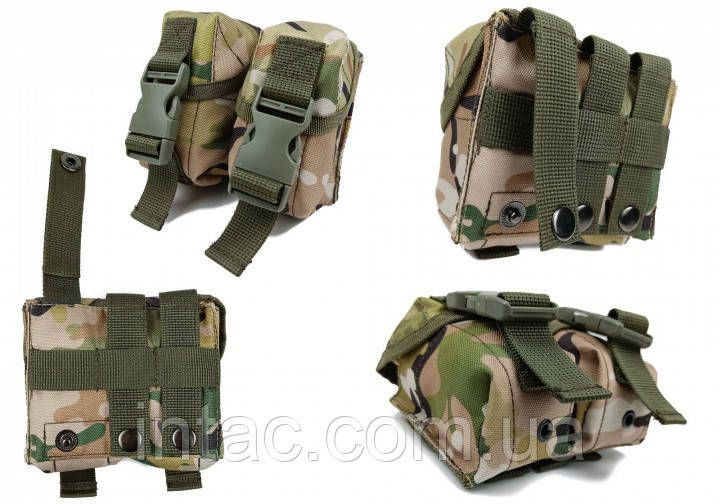 Подсумок гранатный двойной (MOLLE, подсумок для гранат на разгрузку, жилет, РПС) Мультикам 9388 фото