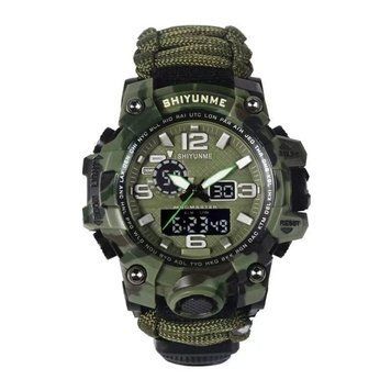 Годинник тактичний з паракордом Shiyunme Green 6396 фото