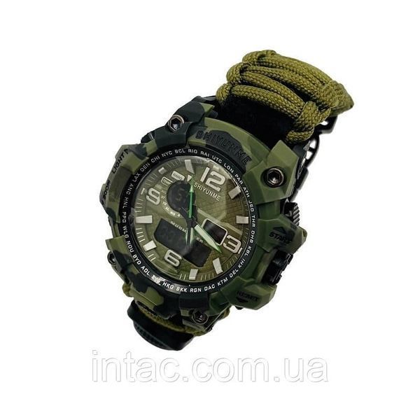 Годинник тактичний з паракордом Shiyunme Green 6396 фото
