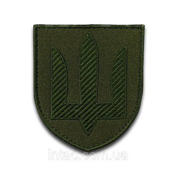 Шеврон Тризуб на липучці. Колір: олива. Розмір: 6х8см 8680 фото
