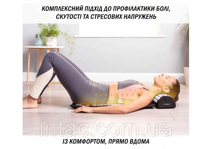Массажный коврик Easyfit с подушкой (аппликатор Кузнецова) Черный с серым 2483 фото