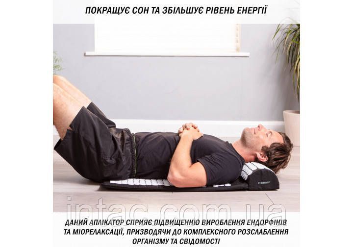 Массажный коврик Easyfit с подушкой (аппликатор Кузнецова) Черный с серым 2483 фото