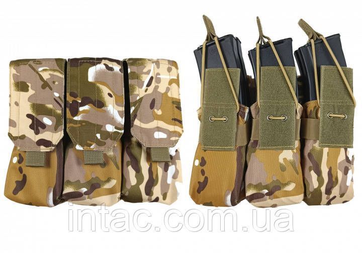 Підсумок під 6 магазінів АК/РПК потрійний (MOLLE, підсумок на розгрузку, жилет, РПС) Multicam Arid 1681 фото